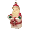 Weihnachtsmann mit Geschenk 11cm Schatzhauser Thüringer Glas und Weihnachtsschmuck