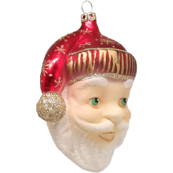 Santa Kopf rot 11,5cm Schatzhauser Glas und Weihnachtsschmuck