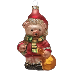 Teddy mit Sack 10cm Schatzhauser, Thüringer Glas und Weihnachtsschmuck