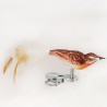 Mini Braunkehlchen mit Naturfedern, Vogel auf Clip - Lauschaer Glaskunst, Schatzhauser Weihnachtsschmuck