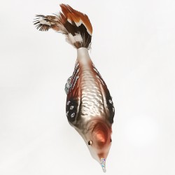 Grauchen, kleiner Vogel mit Naturfedern auf Clip - Lauschaer Glaskunst, Schatzhauser Weihnachtsschmuck
