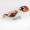 Grauchen, kleiner Vogel mit Naturfedern auf Clip - Lauschaer Glaskunst, Schatzhauser Weihnachtsschmuck