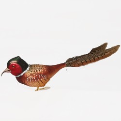 Fasan mit Naturfedern, Vogel auf Clip - Lauschaer Glaskunst, Schatzhauser Weihnachtsschmuck