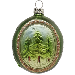 Waldidyll - Rehwild Ornament 6,5cm waldgrün Schatzhauser Weihnachtsschmuck