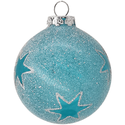 Weihnachtskugel Sterne Sand türkis Ø8cm, halbtransparent - Schatzhauser Weihnachtschmuck