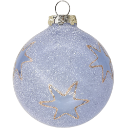 Weihnachtskugel Sterne Sand hellblau Ø 8cm, halbtransparent - Schatzhauser Weihnachtschmuck