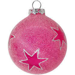 Weihnachtskugel Sterne Sand rosa Ø 8cm, halbtransparent - Schatzhauser Weihnachtschmuck