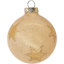 Weihnachtskugel Sterne Sand orange Ø 8cm, halbtransparent - Schatzhauser Weihnachtschmuck