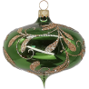 Zwiebel Weihnachtskugel Ø 8cm, fichtengrün glanz, Blütenbouquet - Schatzhauser Weihnachtsschmuck