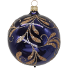 Weihnachtskugel Ø 8cm, nachtblau glanz, Blütenbouquet - Schatzhauser Weihnachtsschmuck