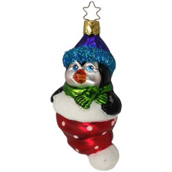 Mollig warm, Pinguin Weihnachtsmütze 10,5cm Inge-Glas® Weihnachtsschmuck