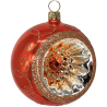 Reflexkugel Ø 8cm, Orange opal, Spitzenbordüre - Schatzhauser Weihnachtsschmuck