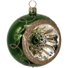 Reflexkugel Ø 8cm, Fichtengrün grün glanz, Spitzenbordüre - Schatzhauser Weihnachtsschmuck