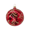 Weihnachtskugel Ø 6cm, rot glanz, Blütenbouquet - Schatzhauser Weihnachtsschmuck