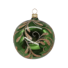Weihnachtskugel Ø 6cm, fichtengrün glanz, Blütenbouquet - Schatzhauser Weihnachtsschmuck
