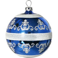 Weihnachtskugel Ø 8cm barock blau Schatzhauser Weihnachtsschmuck