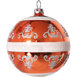 Weihnachtskugel Ø 8cm barock orange Schatzhauser Weihnachtsschmuck