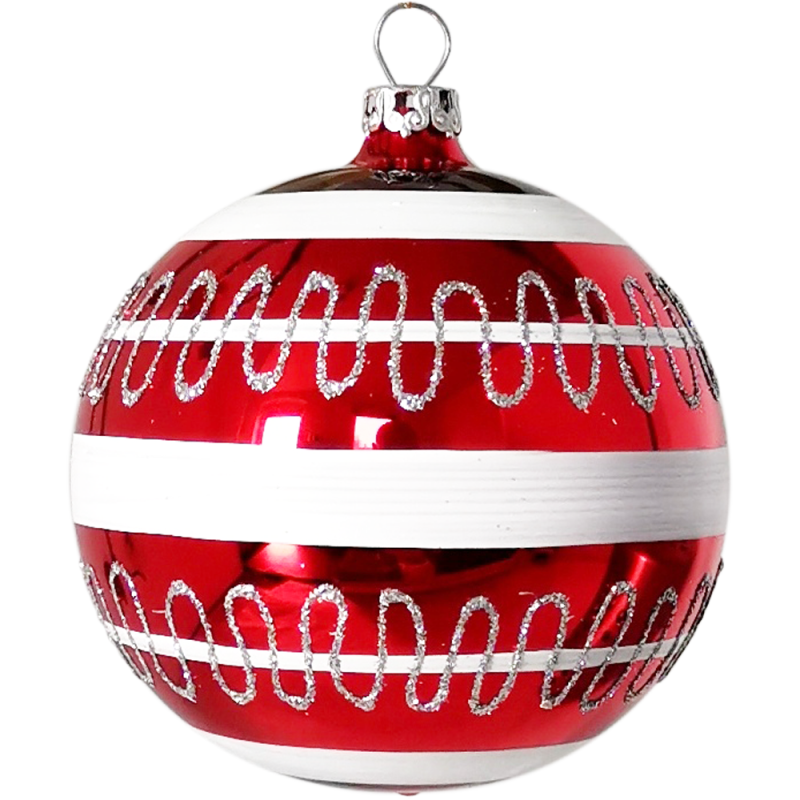 Weihnachtskugel Ø 8cm Welle rot Schatzhauser Glas und Weihnachtsschmuck