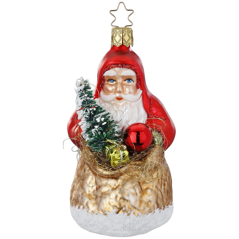 Bescherung Weihnachtsmann 13cm Inge-Glas® Manufaktur Christbaumschmuck