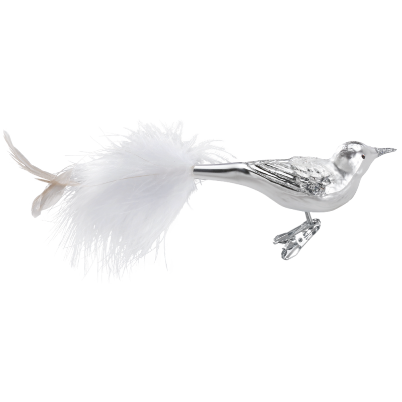 White Feathers, Vogel, Glasvogel 11cm Inge-Glas® Weihnachtsschmuck