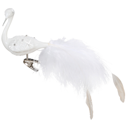 Weißer Pfau, Glasvogel 10,5cm Inge-Glas® Weihnachtsschmuck