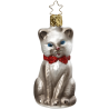 Katze grau, Schmusekätzchen 8,5cm Inge-Glas® Manufaktur Weihnachtsschmuck