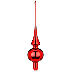 Spitze, rote Christbaumspitze glänzend, Ø 7cm x 30cm - Inge-Glas Weihnachtsschmuck