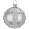 Weihnachtskugel traditionelle Streifen, silber Ø 8cm - Inge-Glas Weihnachtsschmuck