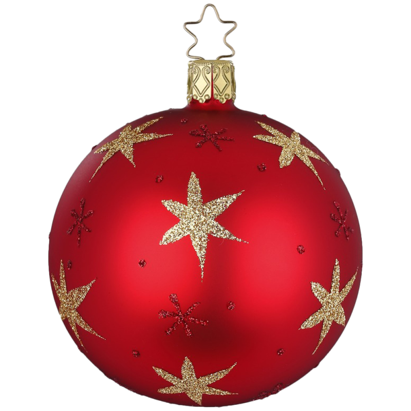 Weihnachtskugel Sternenhimmel Rot matt Ø 8cm Inge-Glas Weihnachtsschmuck