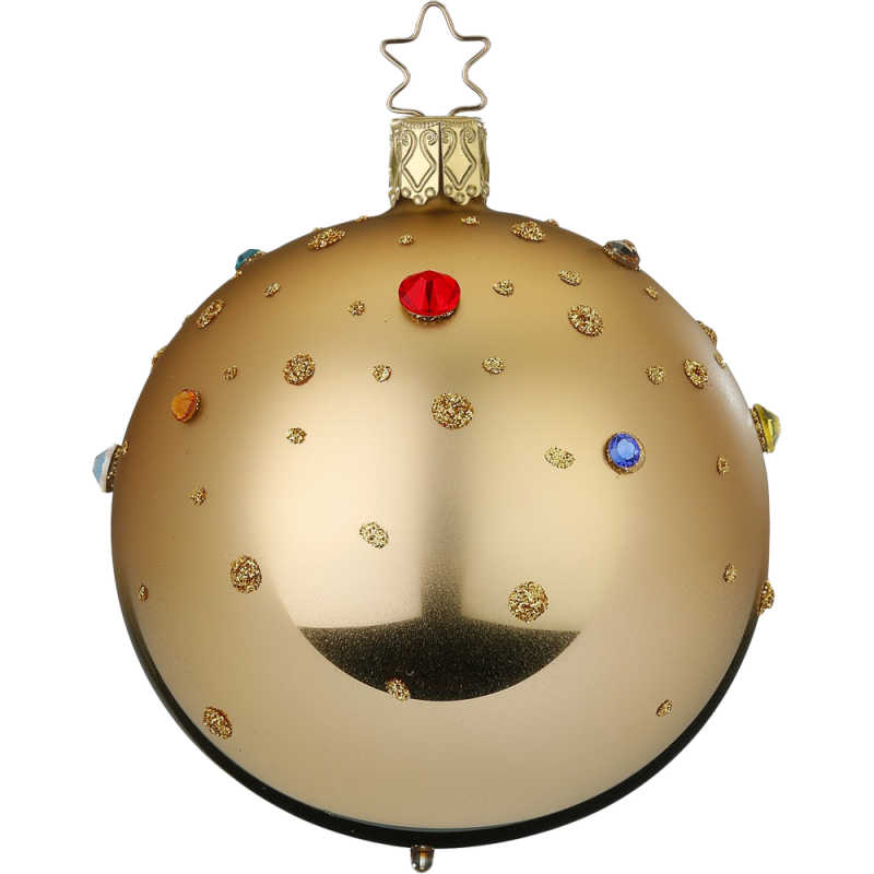 Weihnachtskugel Funkelndes Fest Ø 8cm Brokatgold glänzend Inge-Glas Weihnachtsschmuck