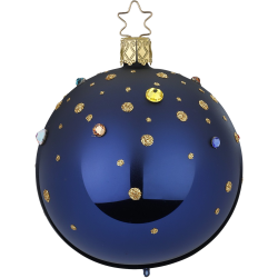 Weihnachtskugel Funkelndes Fest Ø 8cm Mitternachtsblau glänzend Inge-Glas Weihnachtsschmuck