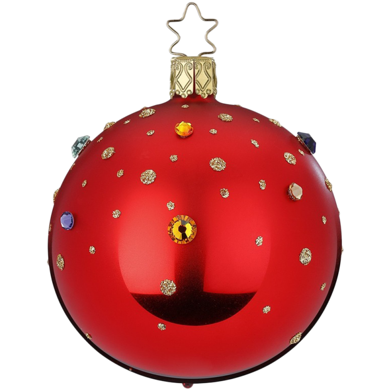 Weihnachtskugel Funkelndes Fest Ø 8cm Rot glänzend Inge-Glas Weihnachtsschmuck
