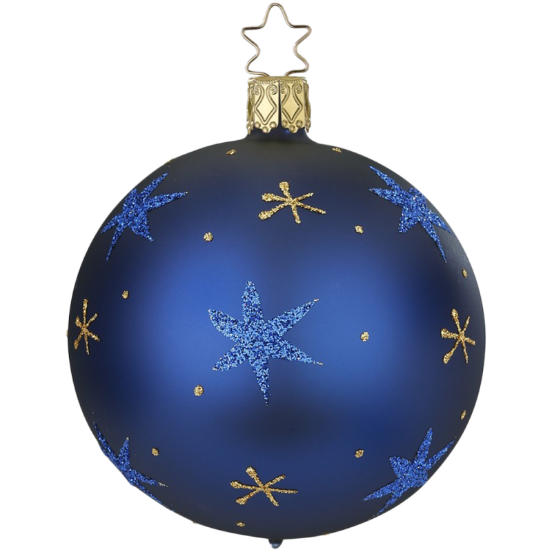Christbaumkugel Sternenhimmel Mitternachtsblau matt Ø 8cm Inge-Glas Weihnachtsschmuck