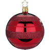 Christbaumkugel moderne Streifen Ochsenblut Rot glänzend Ø 8cm Inge-Glas Weihnachtsschmuck