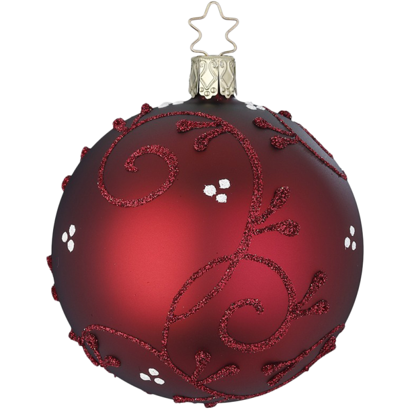 Christbaumkugel Romantik Portwein Rot matt Ø 8cm Inge-Glas Weihnachtsschmuck