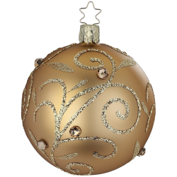 Weihnachtskugel prachtvolles Funkeln Ø 8cm Brokatgold matt Inge-Glas Weihnachtsschmuck