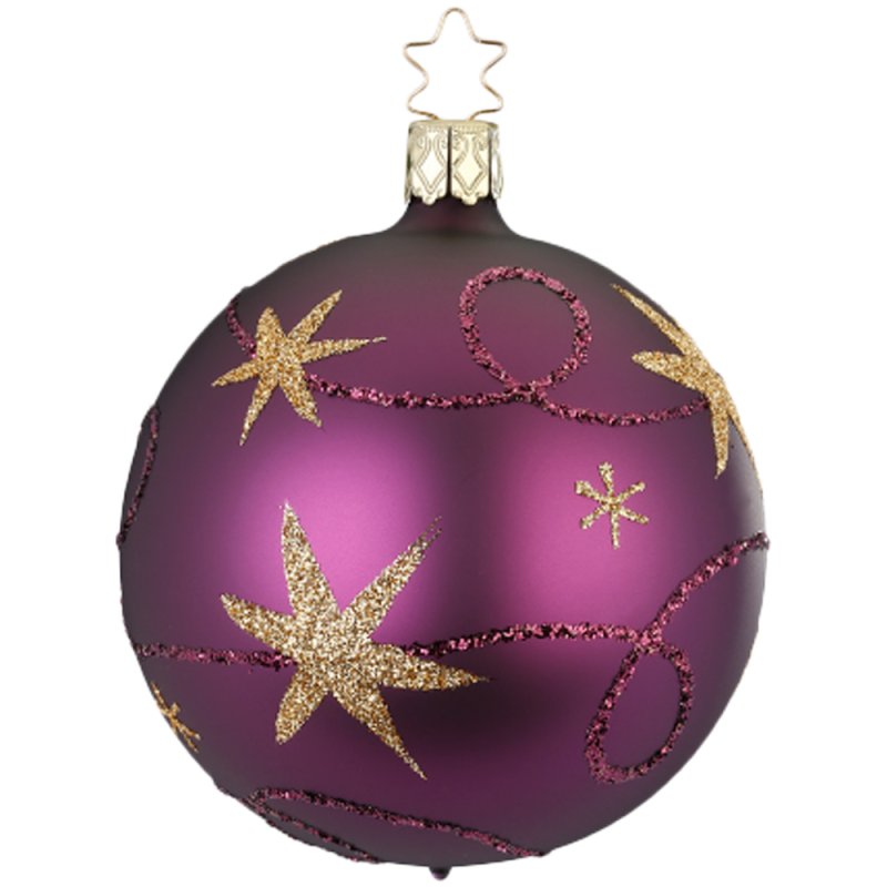 Weihnachtskugel Sternenband Ø 8cm Traubelila matt Inge-Glas Weihnachtsschmuck