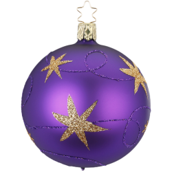 Weihnachtskugel Sternenband Ø 8cm Pflaumenlila matt Inge-Glas Weihnachtsschmuck