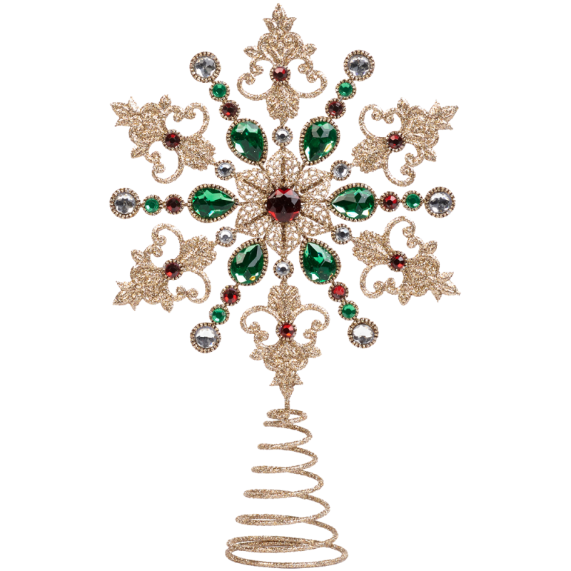 Spitze, Christbaumspitze Juwelen Schneeflocke Metall 31,5cm Weihnachtsschmuck