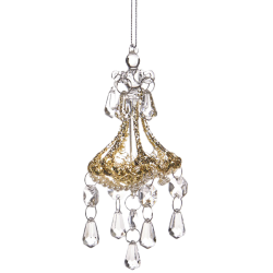 Perlen Kronleuchter, Glas, 15cm, Goldglitter - Goodwill Glasschmuck