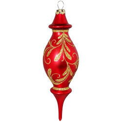 Romantik Oval Ornament Rot matt Schatzhauser Thüringer Glas und Weihnachtsschmuck