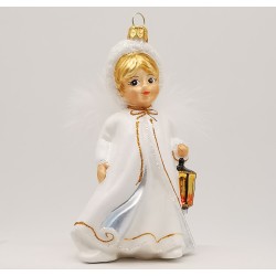 Engel Christkind mit Laterne, weiß - Schatzhauser Weihnachtsschmuck