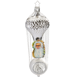 Waffelballon, silber 15,5cm Inge-Glas® Nostalgischer Weihnachtsschmuck