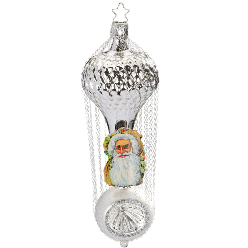 Waffelballon, silber 15,5cm Inge-Glas® Nostalgischer Weihnachtsschmuck