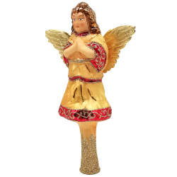 Engel Christbaumspitze Eislack gold 27cm Schatzhauser Weihnachtsschmuck