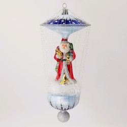 Nikolaus Schirm-Ornament Eislack blau 10cm x 23cm Schatzhauser Weihnachtsschmuck