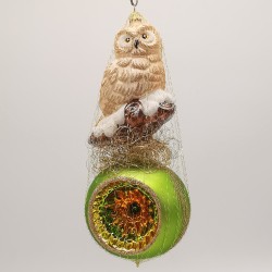 Eule Reflexornament Ø10cm x 23cm Schatzhauser Weihnachtsschmuck