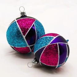 Weihnachtskugeln mundgeblasen lila / pink / blau Schatzhauser Weihnachtswelt