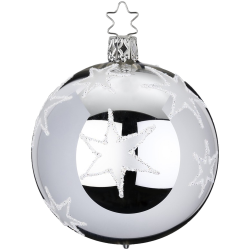 Christbaumkugel Weihnachtssterne silber glänzend Ø 8cm Inge-Glas® Christbaumschmuck
