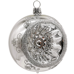 Reflexkugel silber glänzend Ø8cm Schatzhauser Thüringer Glas und Weihnachtsschmuck